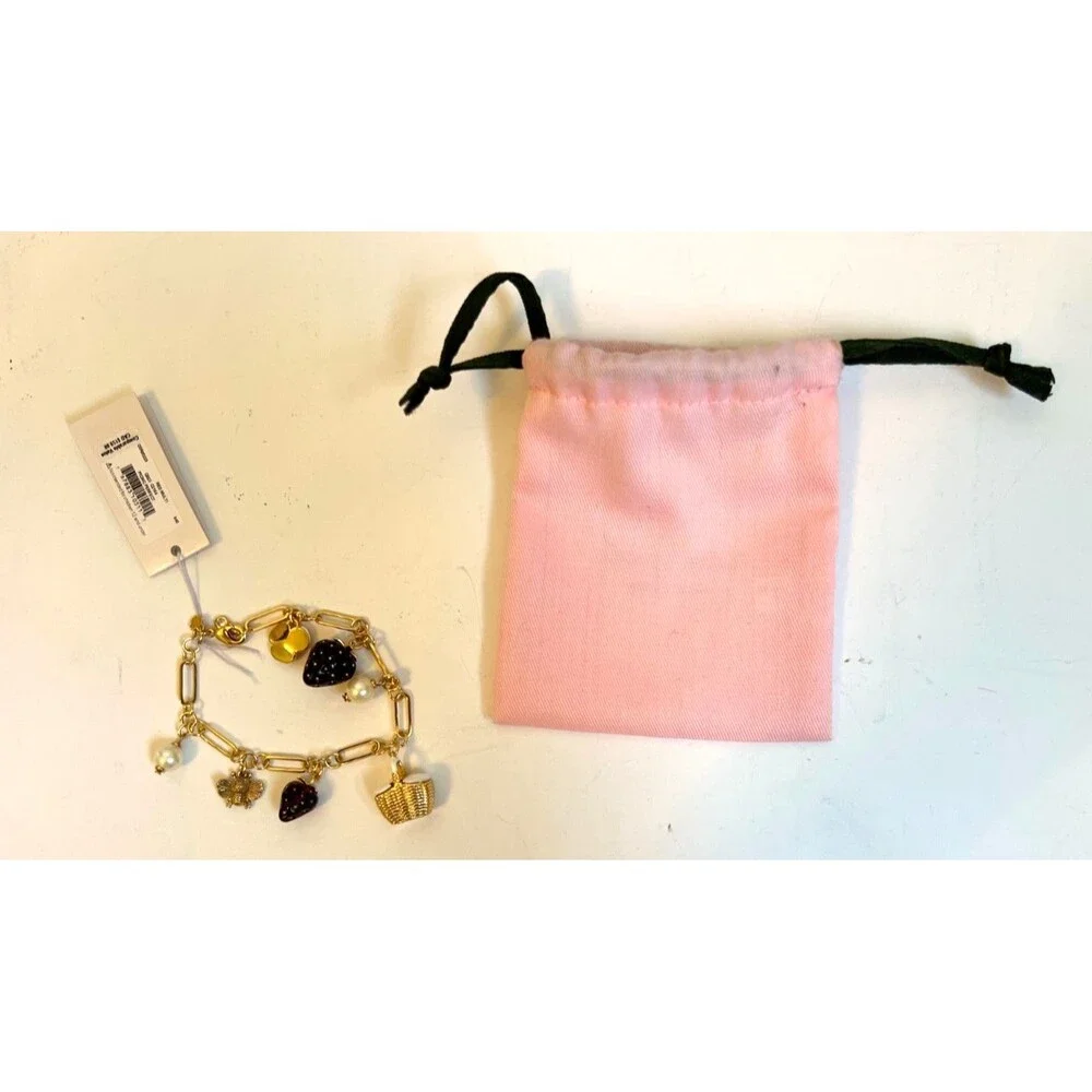 KATE SPADE PRECIOUS SUMMER Bracelet Picnic Strawberries HoneyBees Flowers Pearls - Picture 11 of 14